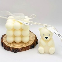 오브제 필라캔들 큐브 곰돌이 우드코스터 3종 세트, 유칼립투스