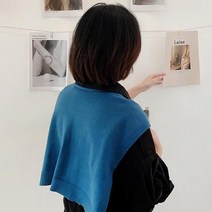 심플 레이어드 머플러 니트 숄 어깨 가디건