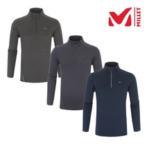밀레 MILLET 3칼라 남성 남자 봄 여름 스트레치성이 우수한 기능성 신축좋은 편안한 착용 로고 포인트 집업 긴팔 티셔츠