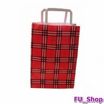 ForU944 쇼핑백 체크레드 소 200개 종이백 초밥봉투 봉투 종이봉투 도시락봉투