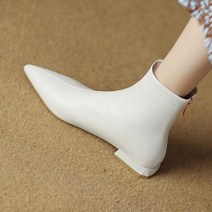 워커힐 스타카토신발 여성용 부츠 발가락 가죽 숏부츠 가을 여성용 싱글 앵클 부츠 블랙