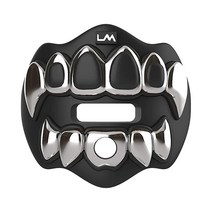 LOUD MOUTH Loudmouth 풋볼 마우스 가드 - 3D 비스트 마우스피스 성인 및 청소년에게 적합 액세서리 (3D 블랙 화이트 이빨), 3d Grillz - Chrome Black / Sil