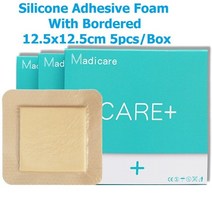 Madicare 의료용 실리콘 폼 드레싱 테두리 접착제 방수 상처 치유 패드 멸균 천골 궤양 5 개, [03] 12.5cm border 5Ppack, 03 12.5cm border 5Ppack
