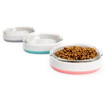 애완동물 투톤식기 강아지 고양이 유리식기 투톤, 베이비 핑크