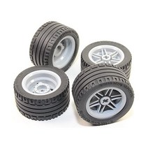 LEGO 8pc Technic Wheel and Tyre Set (Mindstorms nxt ev3 tyre) 56145 44309 by Technic