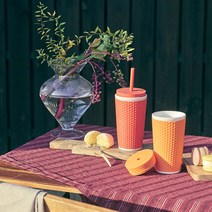 도자기 텀블러 400 도자기컵 세라믹텀블러 실리콘 빨래 뚜껑 세라믹머그 커플 선물용 명품텀블러, 브라운