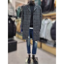 [W몰 톰스토리] T199M-6915A18V4테일러드 오버핏 타탄체크 모직 코트