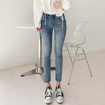 쏘옷 여성용 히디 슬림 일자 워싱 데님팬츠