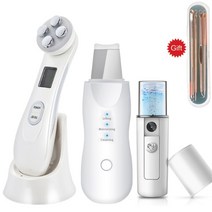 갈바닉 진동 클랜저 피부 관리 미용 기기 1 set usb 스킨 케어 도구 초음파 페이스 스크러버 여드름 진공 리무버 페이셜 스프레이어 rf ems led 메조 테라피 페이셜, 3-포피스