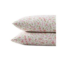Laura Ashley Home - 표준 베갯잇 세트 통기성 퍼케일 면 침구 산뜻하고 멋진 홈 데코(노렐라 핑크 2피스)