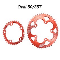 옴니움 크랭크 snail 더블 체인링 110bcd road bike round ova 체인링, 타원형 레드 50-35t
