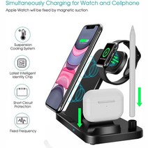 4in 1 마그네틱 충전동 무선 흡입 수직 및 Phone Watch 용량 성 펜, 01 Black