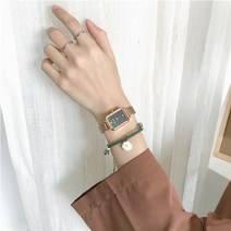 고급 여성 중저가시계 직사각형 패션 우아한 Ladeis 석영 손목 Ulzzang 1세트
