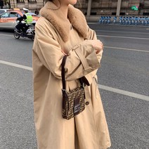 겨울 브레이커 스타일의 퍼 칼라 패딩 롱 코트
