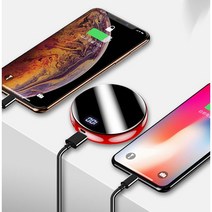 미니 패션 라운드 보조배터리 20000mAh LED잔량표시 학생용외출용 보조배터리, 붉은색
