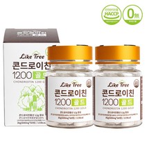 라이크트리 콘드로이친 1200 골드 미국산 곱상어연골 71% 어골칼슘 밀크칼슘 유기농 아가베 이눌린 함유 콘드로이틴 콘드로이친 분말 정, 2병, 60정