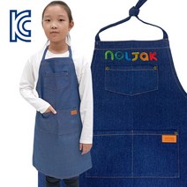 [무료 자수 각인] 블루데님 어린이앞치마 / 미술 학원 유치원 어린이집 - KC인증, 1개, M 블루
