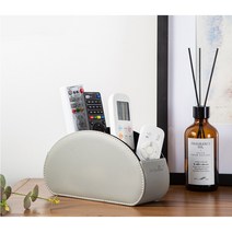 텐룸스 가죽 리모컨 정리함 보관함 거치대 꽂이, 크림, 1개