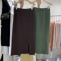 다이뻐 자체제작 리틀깽스 빅사이즈 가을겨울 신축성좋은 모던심플 소프트 울 니트 H라인 트임 롱스커트