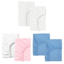 이케아 LEN 렌 유아용매트리스커버 2개입 60x120cm 유아침대 아기매트 패드 시트 침구, 라이트블루_704.271.03
