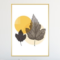 아트블루 가을이 담긴 북유럽 노란 나뭇잎 보름달 그림 실내 인테리어 액자, 4_노란보름달_나뭇잎D