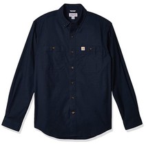 Carhartt 남성용 Rugged Flex Rigby 긴소매 작업 셔츠 (레귤러 빅 & 톨 사이즈) 네이비 Small, Navy