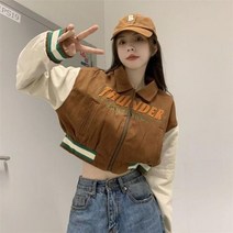바시티 봄 오버핏 자켓 미국 복고풍 야구 유니폼 여성용