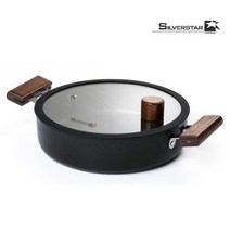 실버스타 인덕션 IH 전골냄비 샤브샤브 둥근 전골팬 티타늄코팅 우드손잡이 24cm