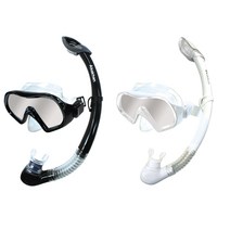 아라칸 스노클세트(시니어-미러) 스노쿨링 성인용 물안경 다이빙 잠수, 블랙