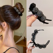 큐빅 볼 올림 머리 집게 1+1, 블랙+아이보리