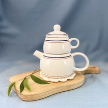 그리다공방 마린 눈사람 티포원 / 핸드페인팅 도자기 1인 다기 세트