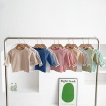 메이커키즈 투와이스 무지 스트라이프 유아티셔츠 205079