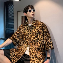 남성 호피무늬 레오파드 셔츠 남방 오픈 프린트 캐주얼 스트릿패션 빅사이즈 표범 패턴 마초