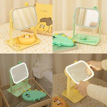 무선 LED 거울 춘식이 죠르디 화장대 메이크업 조명 터치조절, 춘식이 거울