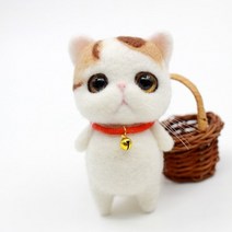 Makone 상표등록 집콕놀이 할거없을때 jiwuo 양모 펠트 포크 수제 diy 재료 패키지 키트 양모 바늘 비 완성 귀여운 동물 고양이 인형 여성 펜던트, 9