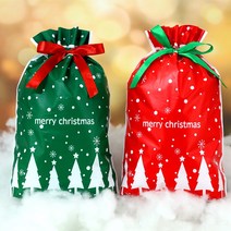 크리스마스 선물포장주머니 대형(23*32cm) 리본끈내장, 그린