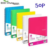 청운 A4 칼라칩 스프링 클리어화일 50P 클리어파일, 1개, 파랑