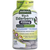 미국직구 리포좀 블랙 엘더베리 450mg + 사이클로덱스트린 자연의 본질 맥시멈 업섭션 공식 3개월 공급 비-GMO 글루텐 프리 채식 미국 120 카운트, 수량, 상세참조