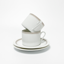 [빈티지] Arzberg 아쯔버그 브라운 화이트 컵&소서