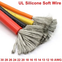 1M/5M 내열 케이블 30 28 26 24 22 20 18 16 15 14 13 12 10 AWG 울트라 소프트 실리콘 와이어 고온 플렉, 01 5 Meters_01 30AWG, 04 빨간