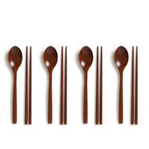 조서방 옻칠 나무수저 4인세트 / 천연옻칠 나무 수저세트 4인용, 옻칠 나무수저세트 4인용