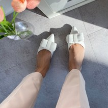 러블리 리본 뮬슬리퍼 플랫뮬 스틸레토 블로퍼 1cm