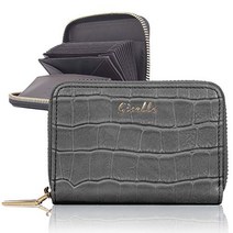 GISELLE 카드 케이스 코인 케이스 동전 지갑 미니 지갑 신용 카드 케이스 레이디스 명함 넣어 대용량 자바라 스키밍 방지 카드 넣기 얇은 자기 방지 악어형 푸시 (Ice Gray아이스 그레이)