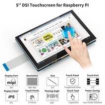 모니터추천 서브모니터 컴퓨터모니터 휴대용 5인치 HDMI 터치스크린 - 라즈베리 파이 4 4B 3B+ 3B 3A+ 2B B+ 윈도우 7/8/10용 AURSINC IPS LCD 디스