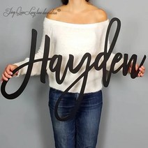 촬영소품 미니어처 육아용 이름 사인 아기 맞춤형 목재 레이저 벽, 13.silver - 35 cm long