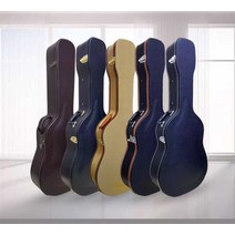 기타케이스 가죽 통기타 가방 보관 포크 하드 40인치, 40/41인치 가죽-옐로우+브라운 엣지