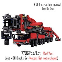 이동식크레인 새로운 RC 모터 전원 기능 크레인 LTM 11200 Fi T 기술 MOC-20920 키트 빌딩 블록 벽돌 장난, 03 빨간_02 noly moc block