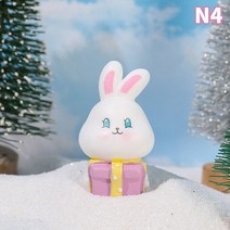 Cartoon Rabbit Fi ur es Christmas Snow Micro Landscape Ornaments Res Craft New Year Zodia, 04 -N4