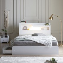 상일리베가구 트윙클 호텔식 멀티수납 침대+독립40T매트리스 SSQK, 화이트