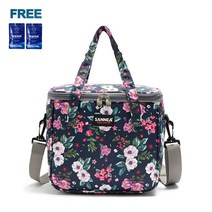 Cacibeno 야외 스포츠 캠핑 피크닉 가방 옥스포드 천 쿨러 백, 꽃